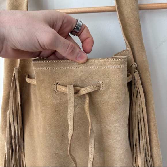 Polo Ralph Lauren Fringe Suede Hobo Shoulder Bag Leather Western Purse - Picture 4 of 12